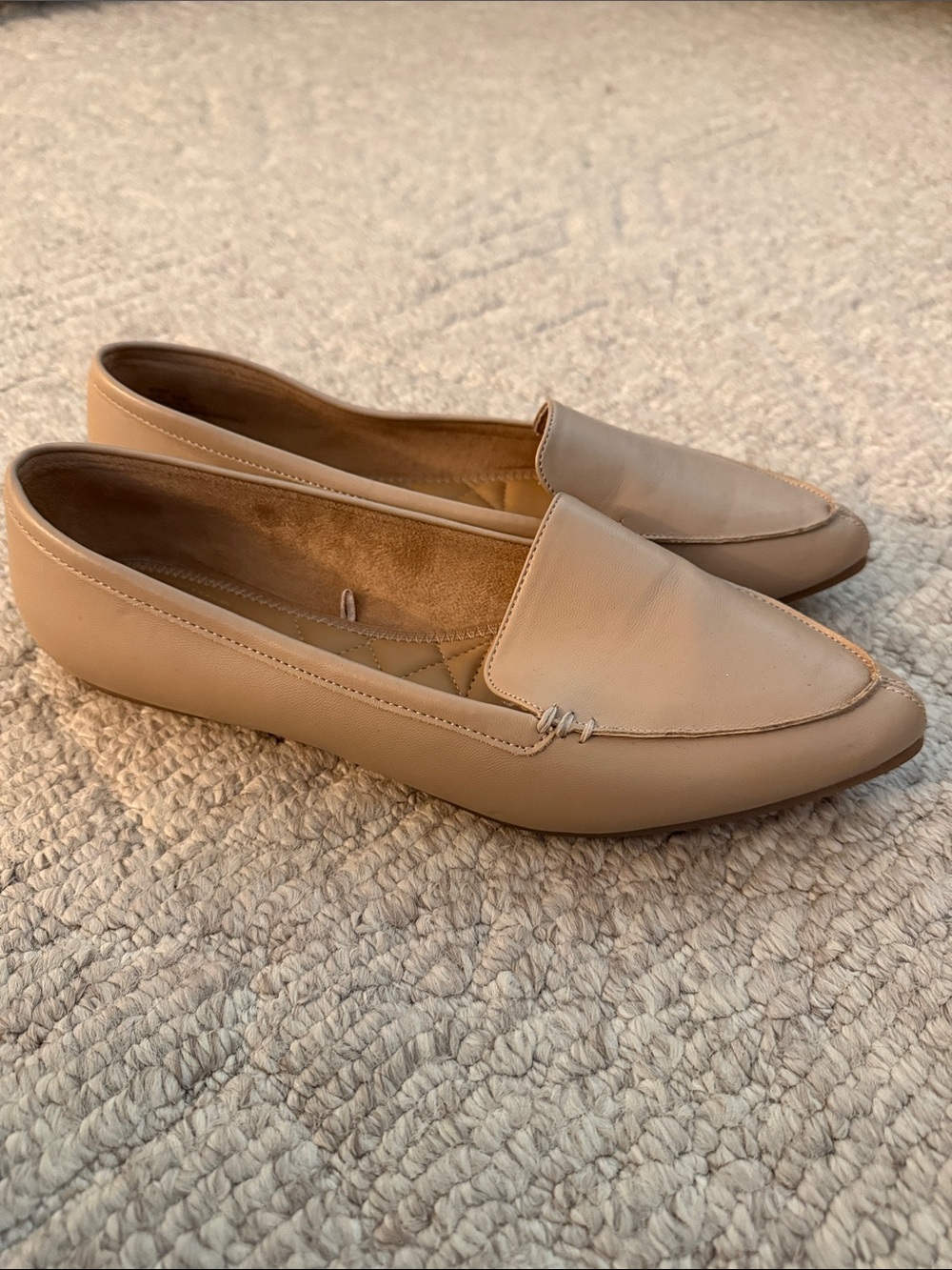 Rachel Zoe Nude Leather Slip-On Loafers